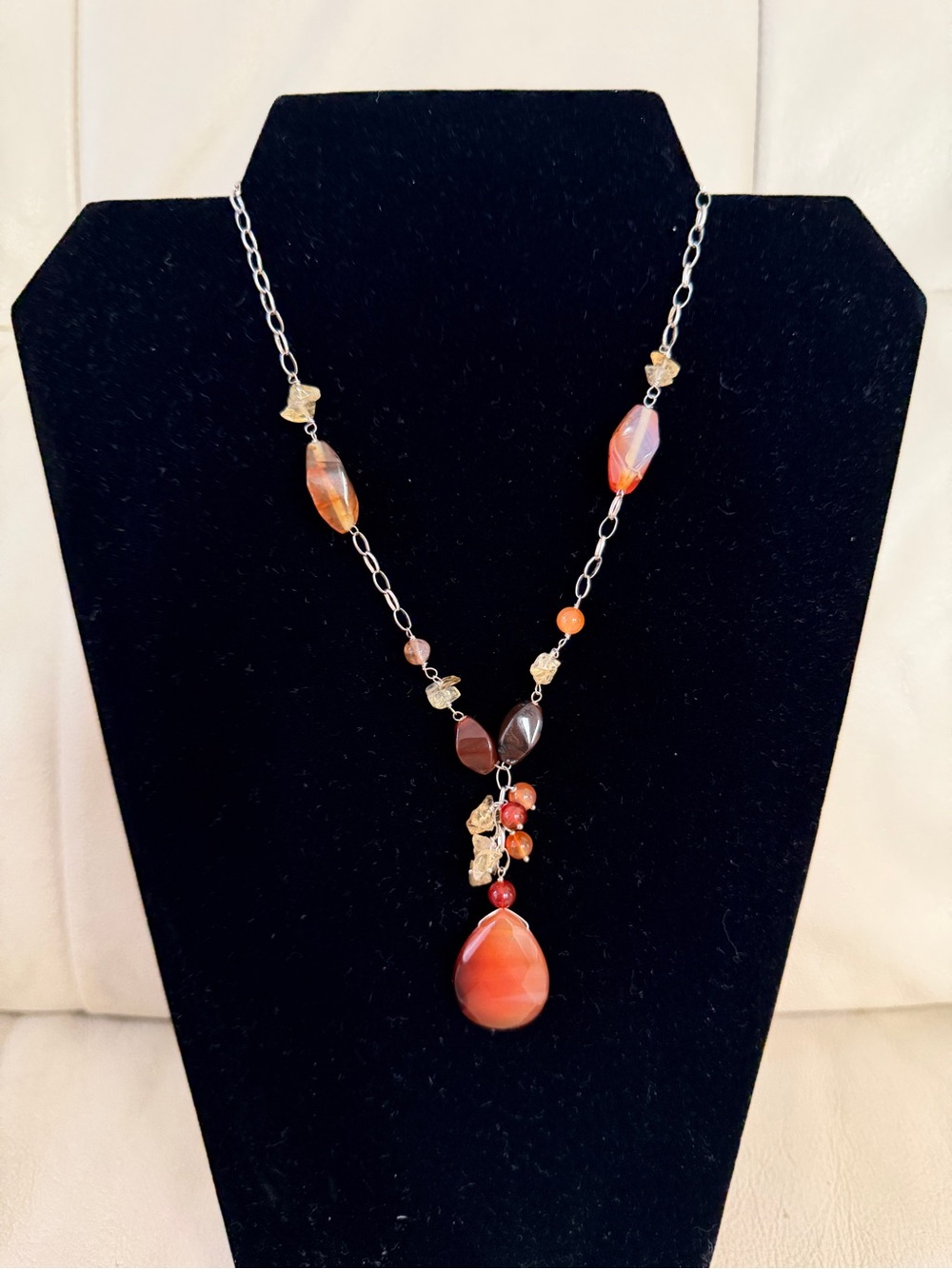 Stylish silver necklace with natural stones, made in Italy Women Jewelry